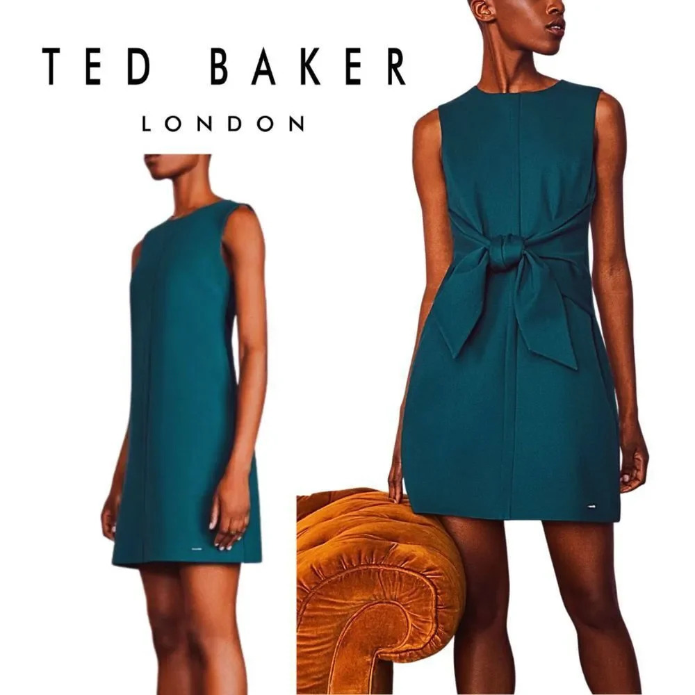 Ted Baker, Colour By Numbers Aadila Tie Waist‎ Dress, Teal Blue, Turquoise Green